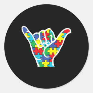 Asl Love Sign Hand Autism Awareness Mom Dad Aunt U Classic Round Sticker