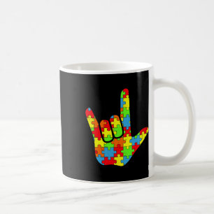 Asl Love Sign Language Autism Awareness Puzzle Pie Coffee Mug