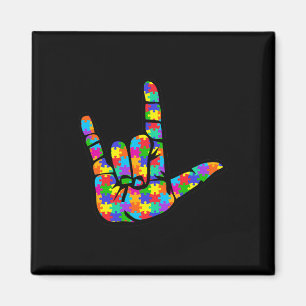 ASL Love Sign Language Autism Awareness Support 3 Magnet