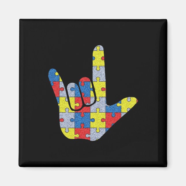 ASL Love Sign Language Autism Awareness Support 4 Magnet (Front)