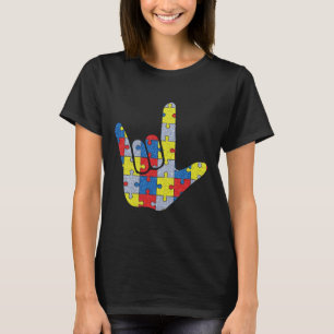 ASL Love Sign Language Autism Awareness Support 4 T-Shirt