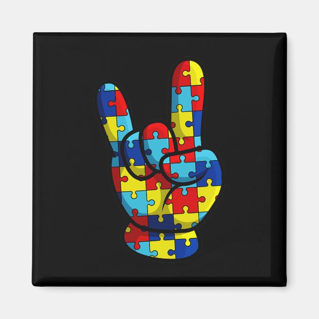 ASL Love Sign Language Autism Awareness Support Bo Magnet (Front)