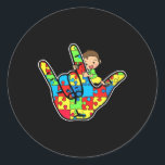 Asl Love Sign Language Autism Awareness Support  Classic Round Sticker<br><div class="desc">Asl Love Sign Language Autism Awareness Support</div>