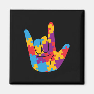 ASL Love Sign Language Autism Awareness Support Cu Magnet