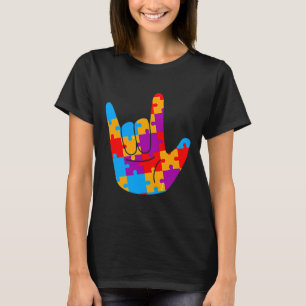 Asl Love Sign Language Autism Awareness Support Cu T-Shirt