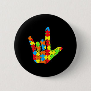 Asl Love Sign Language Autism Gift Awareness Suppo 2 Inch Round Button