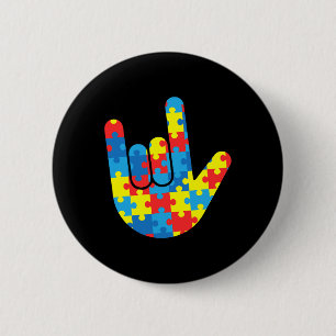 Asl Love Sign Language Autism Gift Awareness Suppo 2 Inch Round Button