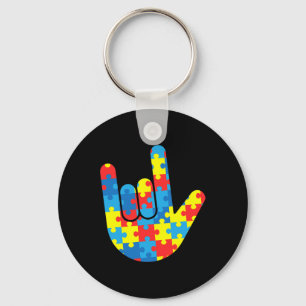 Asl Love Sign Language Autism Gift Awareness Suppo Keychain