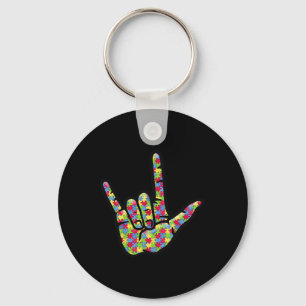 ASL Love Sign Language Autism Gift Awareness Suppo Keychain