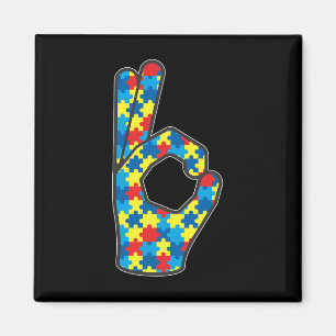 ASL Love Sign Language Autism Gift Awareness Suppo Magnet