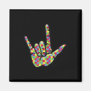 ASL Love Sign Language Autism Gift Awareness Suppo Magnet