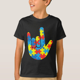 ASL Love Sign Language Autism Gift Awareness Suppo T-Shirt