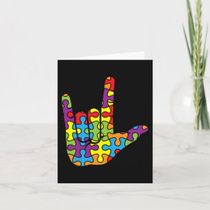 ASL Love Sign Language - Autistic Puzzle Autism Aw Card