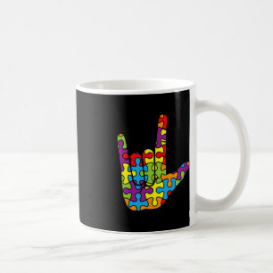 ASL Love Sign Language Autistic Puzzle Autism Awar Coffee Mug