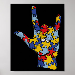ASL Love Sign Language Hand Autism Awareness Suppo