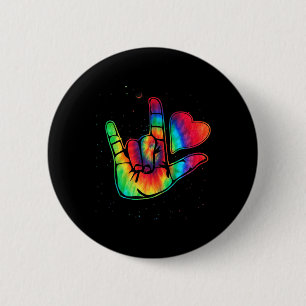 ASL Love Sign Language Hand Autism Awareness Suppo 2 Inch Round Button