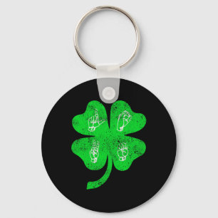 ASL Love Sign Language St Patrick's Day Deaf Aware Keychain