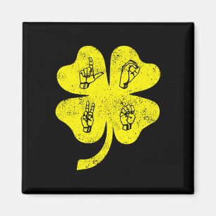 ASL Love Sign Language St Patrick's Day Deaf Aware Magnet