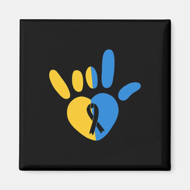 ASL Love Sign Non-verbal Down Syndrome Awareness H Magnet (Front)