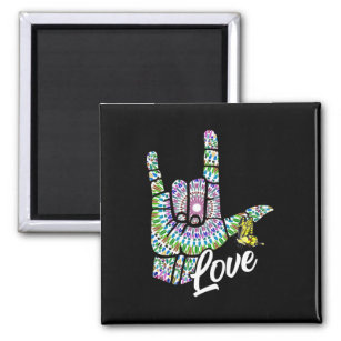ASL Love You Hand Sign Language Butterfly Deaf Awa Magnet