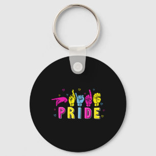 Asl Pride Pan Rainbow Sign Language Deaf Awareness Keychain