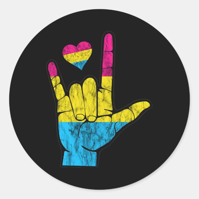 Asl Pride Panual Hearing Loss Deaf Awareness Month Classic Round Sticker (Front)