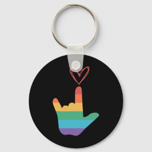 Asl Rainbow Love Symbol Deaf Keychain