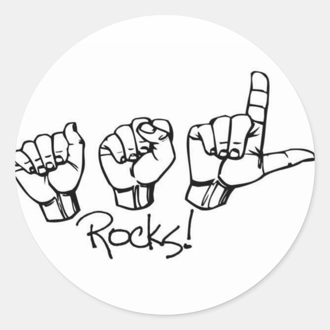 ASL  Rocks black and white sticker (Front)