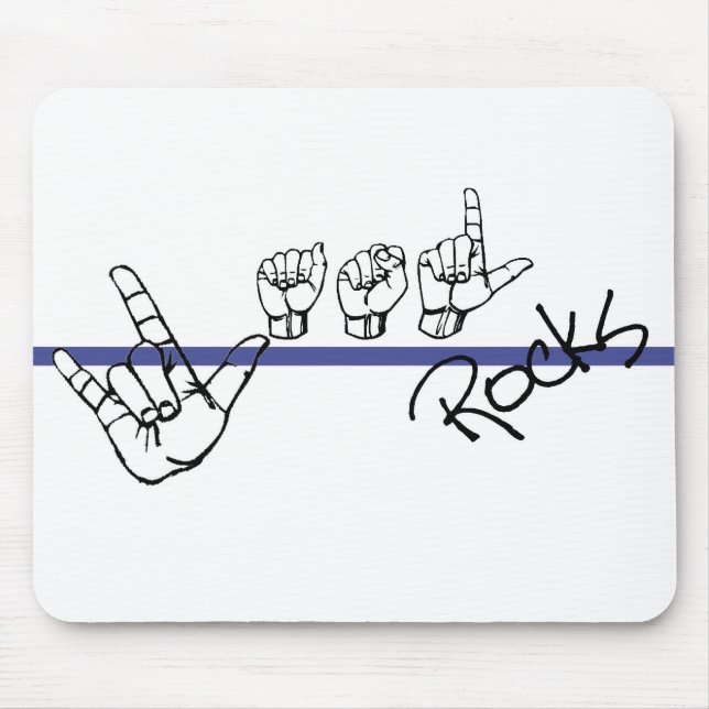 ASL Rocks Mouse pad blk and Blue (Front)
