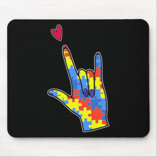 Asl Sign Language Autism Awareness Colourful Puzzl Mouse Pad