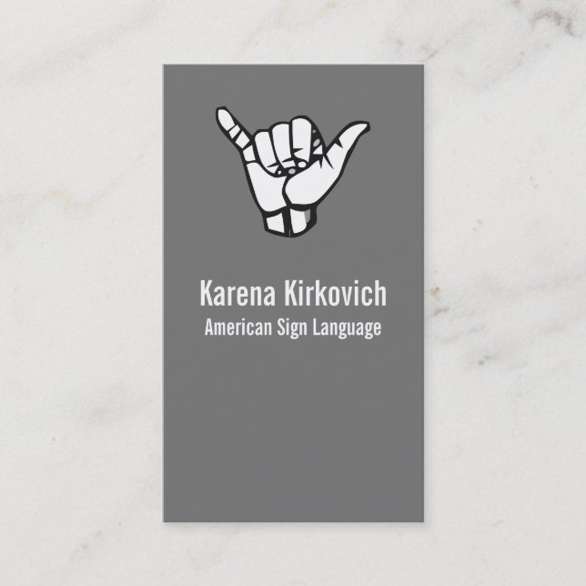 ASL, Sign Language Business Card (Front)