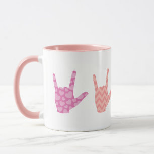 ASL Sign Language I Love You Colours Motifs Mug