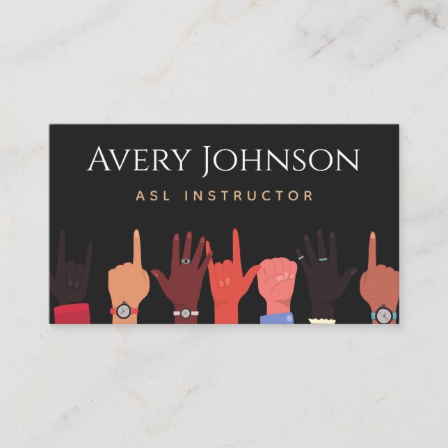 ASL Sign Language Instructor Teacher Translator  Business Card (Front)