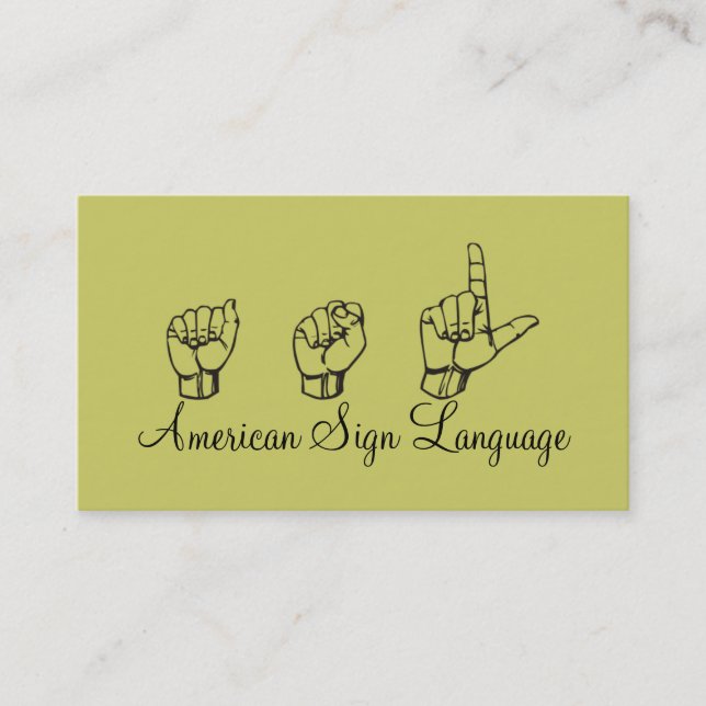 ASL, Sign Language,  Translator, Business Card (Front)