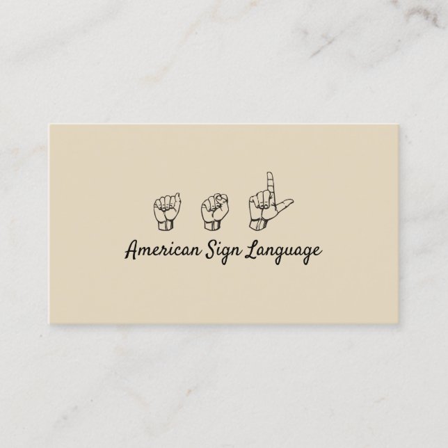 ASL, Sign Language,  Translator, Business Card (Front)
