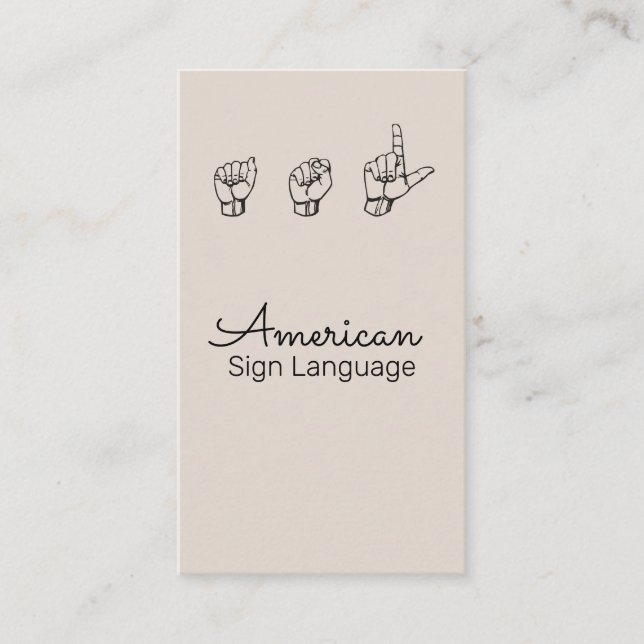 ASL, Sign Language,  Translator, Business Card (Front)
