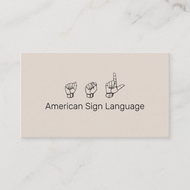 ASL, Sign Language,  Translator, Business Card (Front)