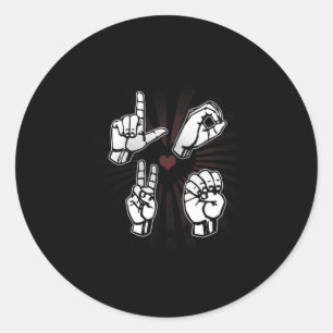 Asl Sign Language Valentines Day 2021 Gift For Dea Classic Round Sticker