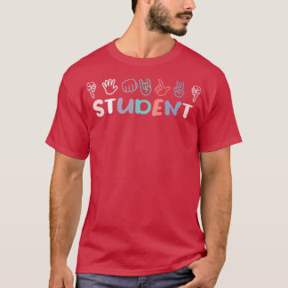 ASL Student Hand Sign Language Teachers Retro Inte T-Shirt