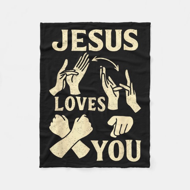 Asl Teacher American Sign Language Christian Jesus Fleece Blanket (Front)