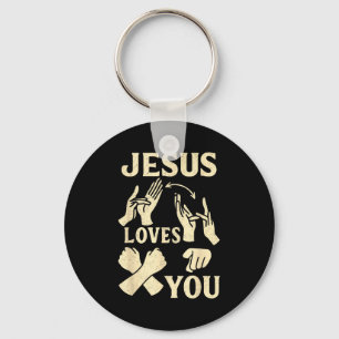 Asl Teacher American Sign Language Christian Jesus Keychain