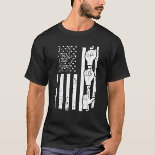 Asl Usa Flag American Sign Language T-Shirt