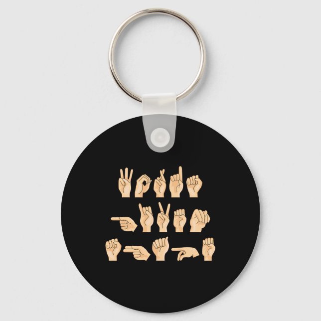 ASL Words given shape American Sign Language 1 Keychain (Front)