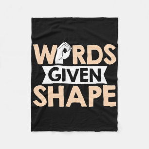 Asl Words Given Shape American Sign Language Fleece Blanket