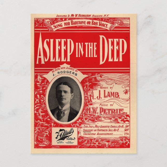 Asleep in the Deep - Great Nautical Song Postcard (Front)