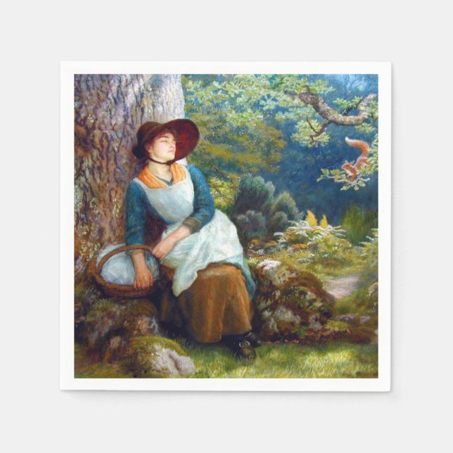 Asleep in the Woods (by Arthur Hughes) Napkin (Front)