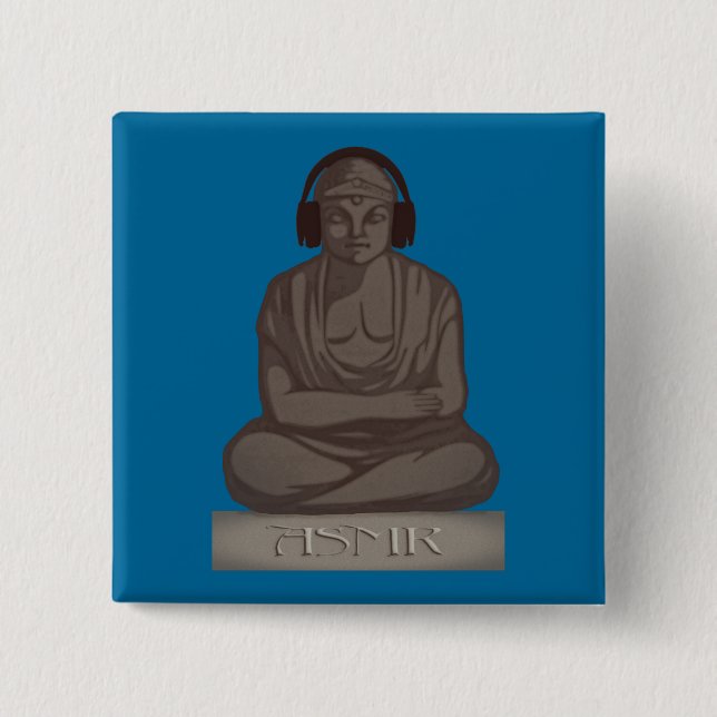 ASMR Buddha 2 Inch Square Button (Front)