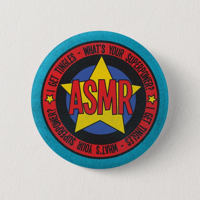 ASMR What's Your Superpower Distressed Logo 2 Inch Round Button (Front)