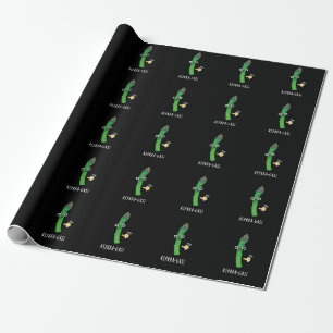 Aspara-gas Funny Asparagus Veggie Pun Dark BG Wrapping Paper