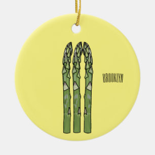 Asparagus cartoon illustration  ceramic ornament
